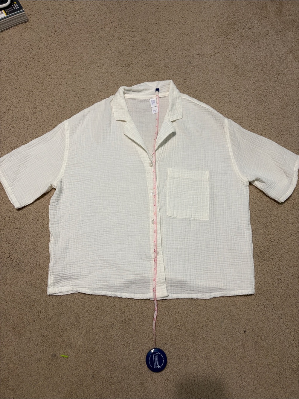 stars above Cream Short-Sleeve Gauze Button-Down Shirt